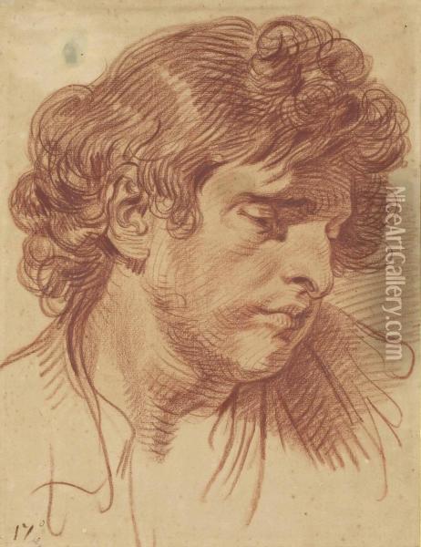 Tete D'homme Aux Cheveux Boucles Oil Painting - Jean Baptiste Greuze