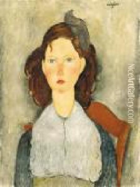 Fillette Assise Oil Painting - Amedeo Modigliani