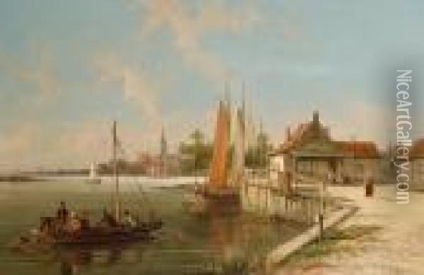 On The Amstel Oil Painting - William Raymond Dommersen