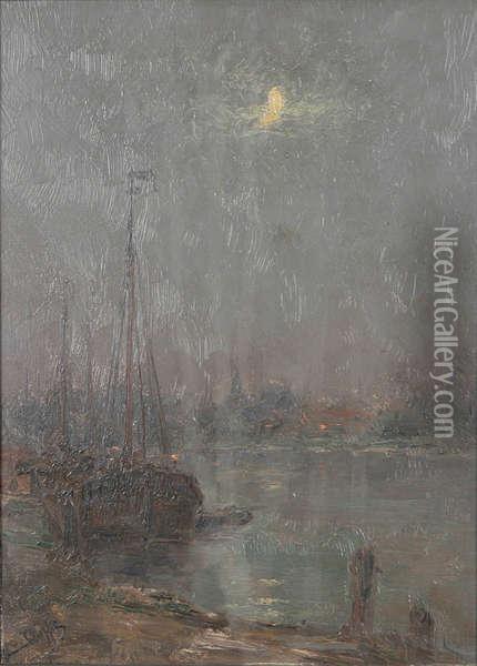 Boten In De Haven Oil Painting - Romain Steppe