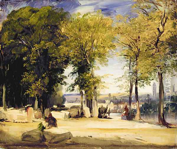 View near Rouen ca 1825 Oil Painting - Richard Parkes Bonington