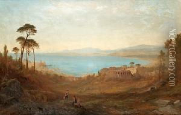 Italian Landscape With Ruins Oil Painting - Alfred Walter Williams