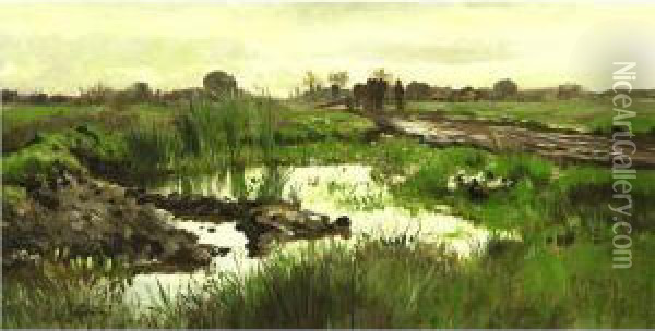 Rural Landscape In New England Oil Painting - William Preston Phelps