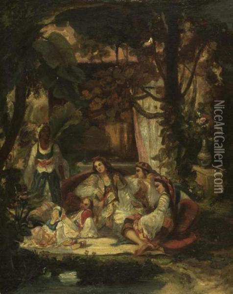 Orientalinen. Oil Painting - Narcisse-Virgile D Az De La Pena