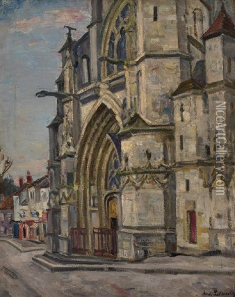 Cathedral Entrance Oil Painting - Arnold Borisovich Lakhovsky