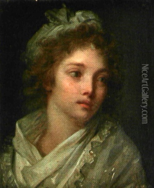 Portrait De Jeune Fille Oil Painting - Henri-Pierre Danloux