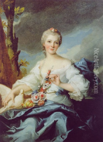 Bildnis Der Madame De Maisonrouge Als Venus Oil Painting - Jean Marc Nattier