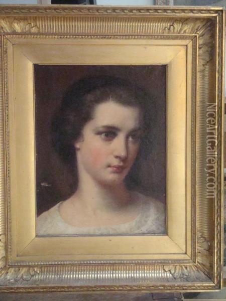 Portrait De Jeune Femme Oil Painting - Jean Francois Hyacinthe Jules Laure