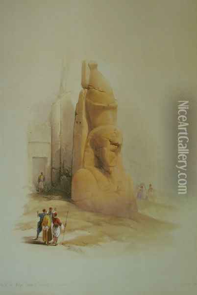 A colossal statue at the entrance to the Temple of Luxor Oil Painting - David Roberts