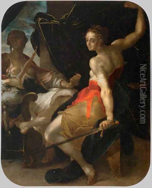 Allegory of Justice and Prudence Oil Painting - Bartholomaeus Spranger