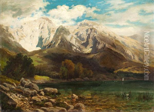 Der Hohe Goll Bei Berchtesgaden Oil Painting - August Wilhelm Leu