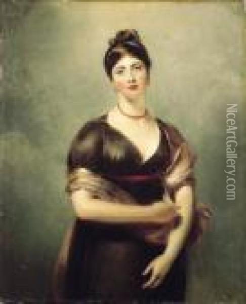 Portrait Of Elizabeth Jennings, 
Later Mrs William Lock,three-quarter-length, In The Pose Of The Venus 
De' Medici, In Abrown Dress And Pink Wrap Oil Painting - Sir Thomas Lawrence