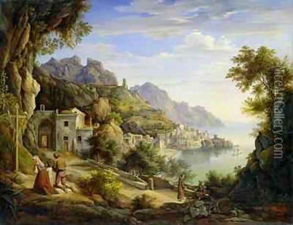 At the Gulf of Salerno Oil Painting - Joachim Faber
