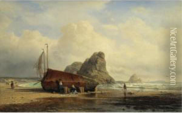 Coastal Scene, Brittany Oil Painting - Aleksei Petrovich Bogolyubov
