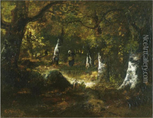 Foret De Fontainebleau Oil Painting - Narcisse-Virgile D Az De La Pena