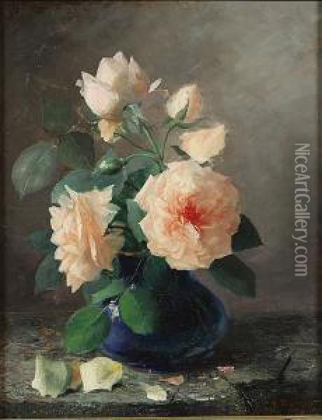 Nature Morte Aux Roses Oil Painting - Jean-Baptiste Robie