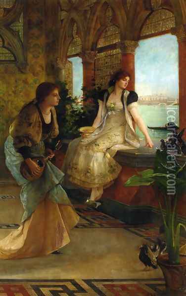 Venetian Beauties Oil Painting - Vicente Palmaroli Y Gonzalez