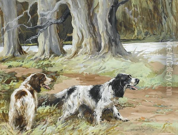 Spaniels Waiting Events Oil Painting - Binks, R. Ward