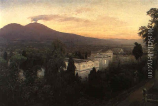 Blick Auf Den Friedhof Santa Clara In Neapel Oil Painting - Oswald Achenbach