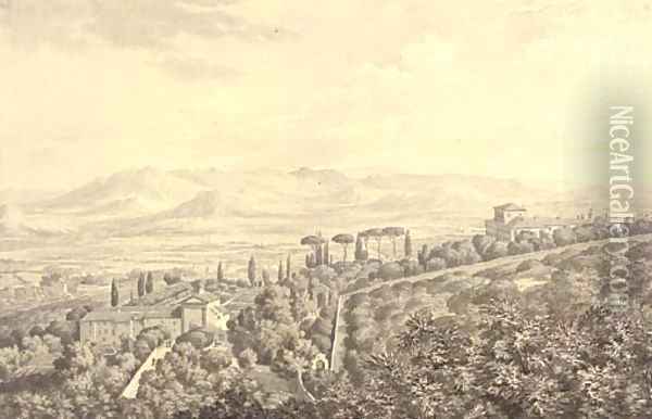 View of Frascati, 1780 Oil Painting - Jean Grandjean