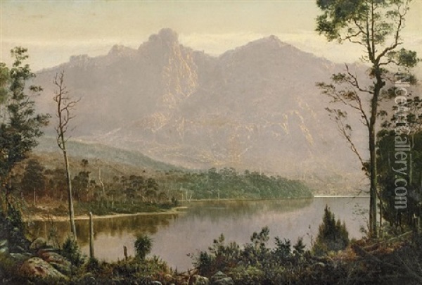 Mount Olympus And Mount Marion, Tasmania Oil Painting - Haughton Forrest