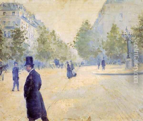 Place Saint Augustin Misty Weather Oil Painting - Gustave Caillebotte