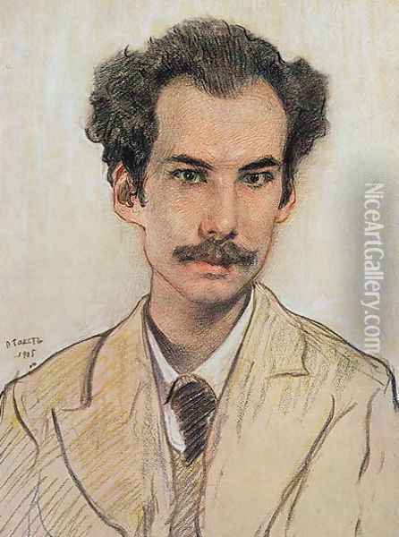 Portrait of Boris Nikolayevich Bugaev (1880-1934) pseudonym Andrey Bely, 1905 Oil Painting - Leon Samoilovitch Bakst