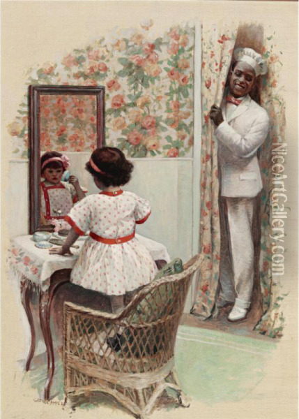 Young Girl At Her Toilette, Cream Of Wheat Advertisement,1913 Oil Painting - William Cahill