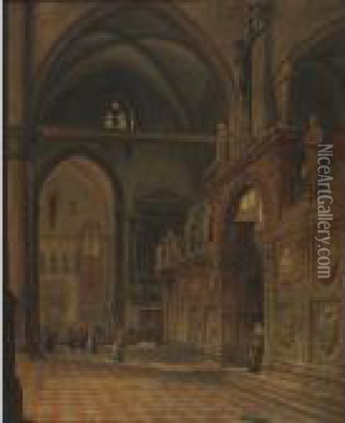 Cathedral Interior Oil Painting - Francesco Zanin