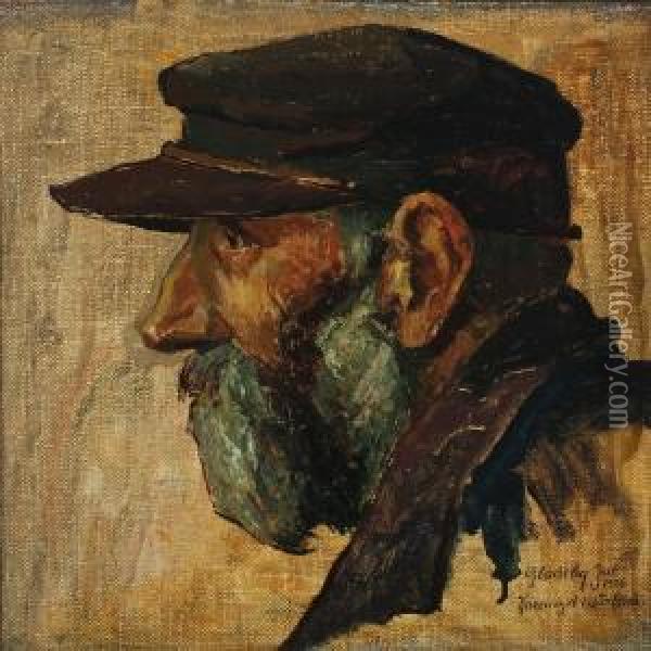 Portait Of An Elderly Man With Cap Oil Painting - Alfred Martens