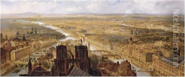View Of Paris Oil Painting - Edmund John Niemann, Snr.