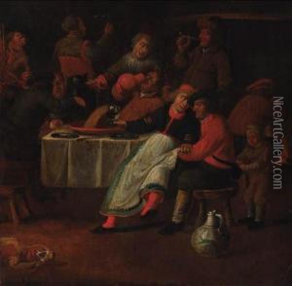 Peasants Merrymaking In An Inn Oil Painting - Pieter de Bloot