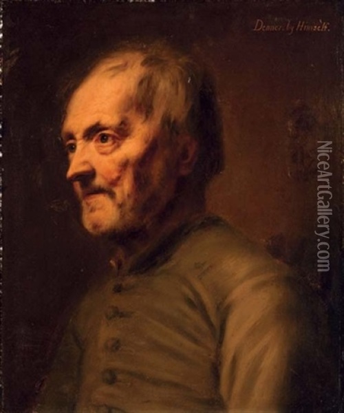 Head Study Of An Old Man Oil Painting - Balthazar Denner