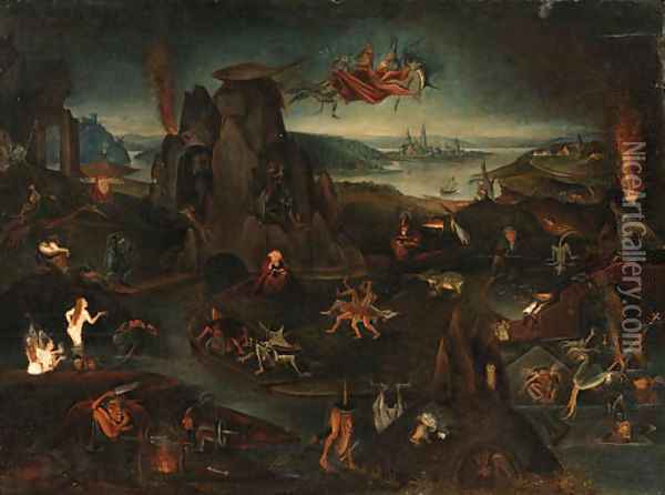 The Temptation of Saint Anthony Oil Painting - Hieronymous Bosch