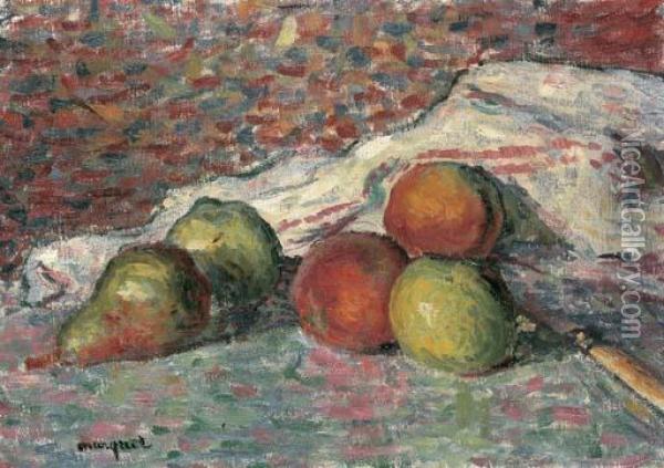 Fruits, Couteau Et Serviette Oil Painting - Albert Marquet