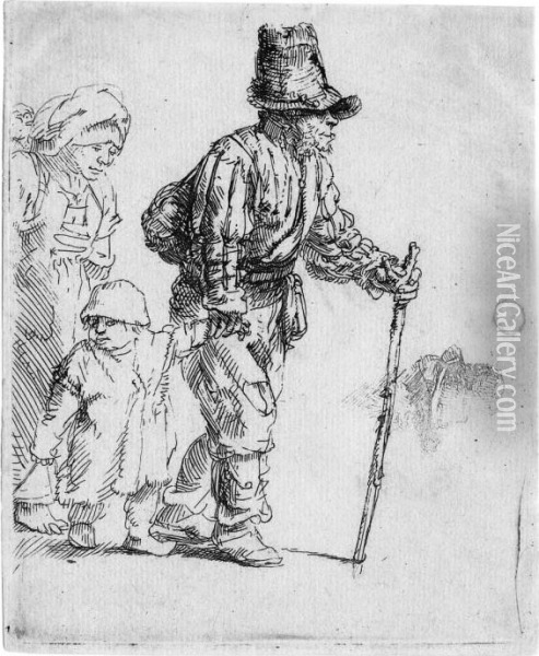 Der Bauer Mit Weib Und Kind Oil Painting - Rembrandt Van Rijn
