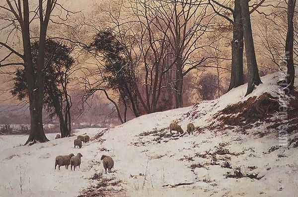 A Winters Afternoon, scene near Wotton, Surrey, 1891 Oil Painting - Edward Wilkins Waite