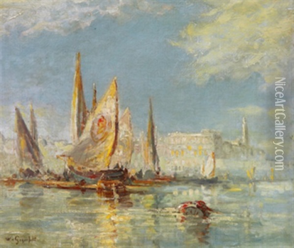 Venedigmotiv Med Segelbatar Oil Painting - Wilhelm von Gegerfelt