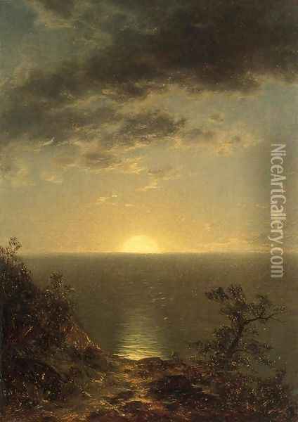 Moonrise on the Coast Oil Painting - John William Casilear