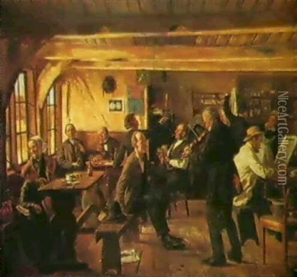 A Musical Interlude At An Inn Oil Painting - Carl Carlsen