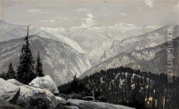 Kings River Canyon (+ King's River Canyon, Looking North; 2 Works) Oil Painting - Charles Dorman Robinson