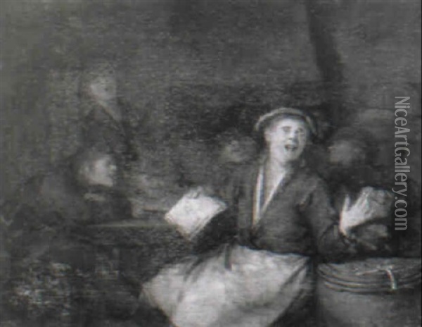 Peasants Singing In A Tavern Interior Oil Painting - Egbert van Heemskerck the Elder