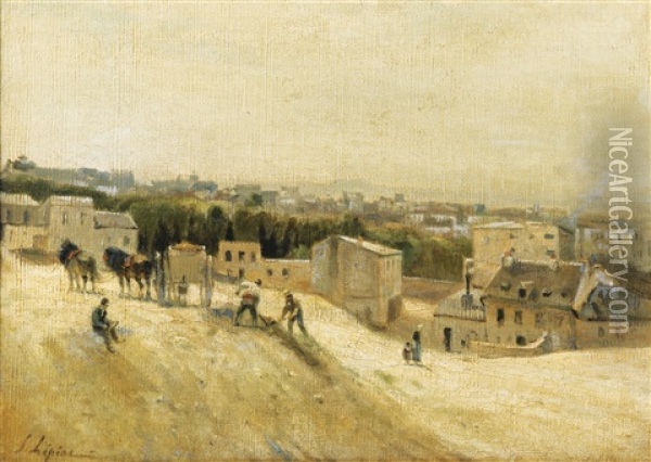 Les Terrassiers, Ancien Abreuvoir De Montmartre Oil Painting - Stanislas Lepine
