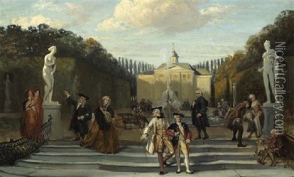 Elegante Gesellschaft In Einem Park Oil Painting - David Joseph Bles