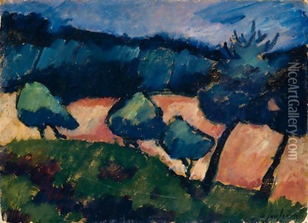Baume Und Dunen In Prerow (Trees And Dunes In Prerow) Oil Painting - Alexei Jawlensky