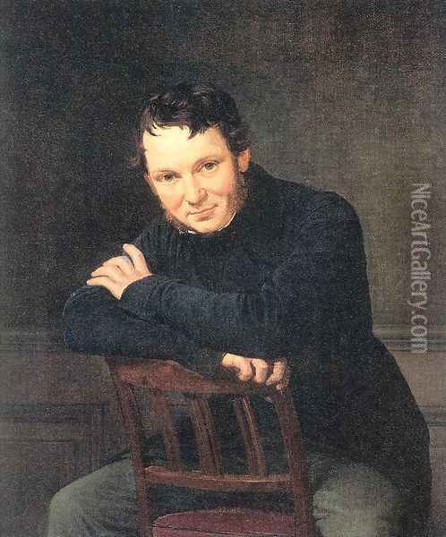 Portrait of the Artist Gottlieb Bindesholl 1834 Oil Painting - Nicolai Wilhelm Marstrand