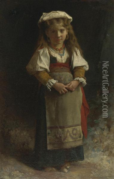 Portrait Of A Young Girl Oil Painting - Leon-Jean-Basile Perrault