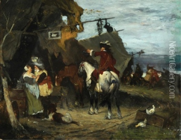 Cavaliers Merrymaking Oil Painting - Friedrich von Puteani