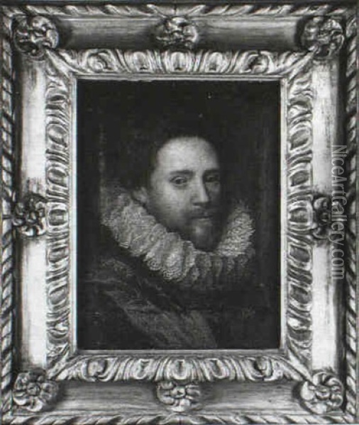 Portrait Of A Gentleman, Head And Shoulders Wearing A Fine  Lace Ruff Oil Painting - Michiel Janszoon van Mierevelt