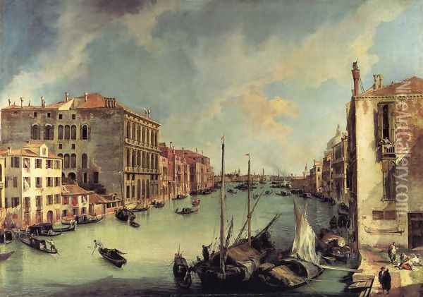 Grand Canal: Looking East from the Campo S. Vio Oil Painting - (Giovanni Antonio Canal) Canaletto